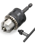 Impact Driver Ready Drill Chuck Adapter With 1/4 Inch Quick Change Hex Shank For Quick Bit Swaps, Handles 0.6 To 6.5mm Bits, 3/8-24UNF Mount