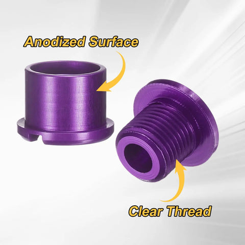 Five Piece Double Chain Ring Bolts M8 Aluminum Alloy Bicycle Crankset Nuts Chainring Screws Purple showing anodized surface and thread