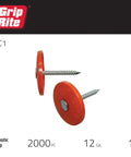 Grip Rite GC1 2000 pc 12 GA 1 inch orange plastic cap nails
