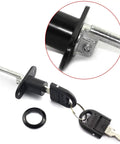 Top Shelf Heavy Duty Black Metal Locks For Desk And Cabinet Keyed Alike Set with key and cylinder detail, 16mm size.