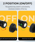 Reliable Ignition Key Switch Replacement For Honda Foreman ATV Models showing 2-position OFF/ON rotation