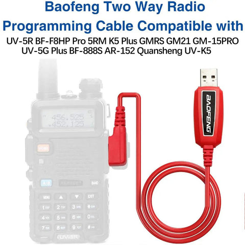 USB Programming Cable For Ham Radios CHIRP Ready Compatible With UV-5R Mini BF-F8HP Pro 5RM K5 Plus DM32 visible with Baofeng radio