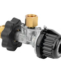 Tank Top Propane Regulator Valve Kit For Portable Heaters That Plays Nice With SunRite SRC15T SRC30T Dura Heat GR121 HD15 And MH Series Tank Top Heaters Replacement Parts, showing close-up of brass and black valve connection.