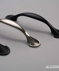 Oil Rubbed Bronze Cabinet Pulls Set of 10, Arch Style, Solid Metal Handles, 3 Inch Hole Centers, shown in black and bronze tones