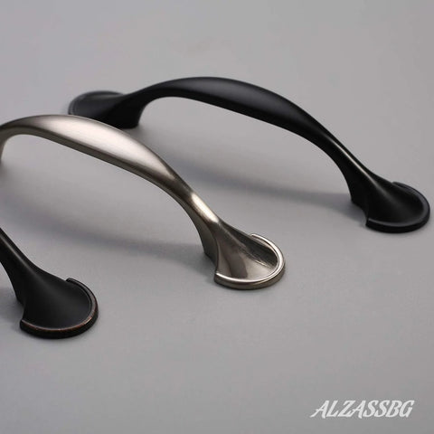 Oil Rubbed Bronze Cabinet Pulls Set of 10, Arch Style, Solid Metal Handles, 3 Inch Hole Centers, shown in black and bronze tones