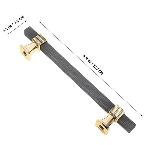 Two Tone Wardrobe Handle And Cabinet Pull Upgrade For Closet Doors And Kitchen Cabinets Metal Drawer Pulls In Gold And Grey Finish Modern European Style Hardware Replacement For A Slick Everyday Look, measured at 6.9 inches long