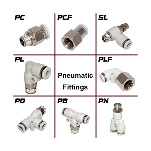 Top Shelf 10 Piece Pneumatic Air Connector Fitting Kit For Fast And Easy Hookup Includes PX Variety Pack For 4mm Through 12mm hoses To Fix Leaks Quickly and Save Dough on Your Next Shop Project Today. assorted brass and plastic pneumatic fittings