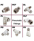 Super Cool 10pcs Pneumatic Air Connector Fittings Kit With PCF Thread Variety In 1/8 1/4 3/8 And 1/2 Inch NPT For All Your Awesome DIY Projects And Heavy Duty Garage Repairs Today, brass and plastic fittings