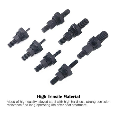 7-Piece Assorted Rivet Nut Gun Mandrels And Nose Pieces Set For Metric M3 M4 M5 M6 M8 M10 M12 Riveters, alloy steel