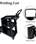 Heavy Duty Welding Cart For MIG And TIG Welders And Plasma Cutters Black Steel Cart Built To Last With 176 LB Weight Capacity