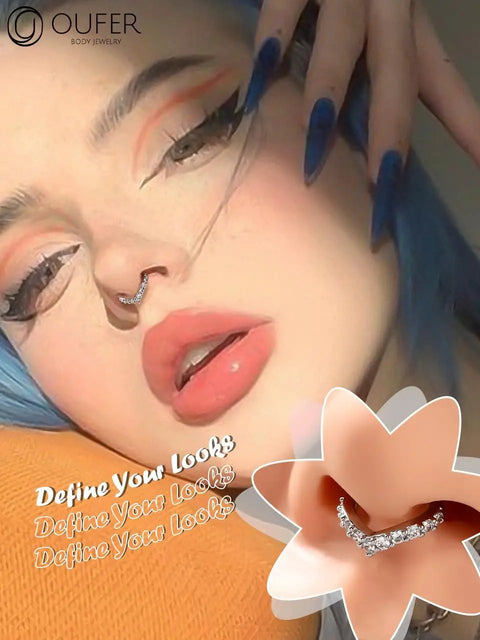 16G Helix Earrings With V Shaped CZ Inlay 316L Surgical Steel Cartilage Jewelry For Helix Conch Daith And Septum Piercings