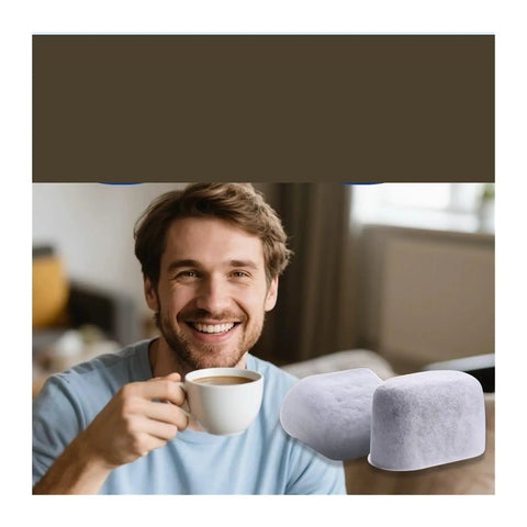 Level Up Your Brew Game With Top Tier Replacement Charcoal Water Filters Compatible With Major Coffee Makers Banish Chlorine Stink And Grime For That Crisp Refreshing Sip Vibe. A man smiling with a coffee cup, filters visible.