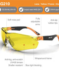 Yellow Lens Safety Glasses with Blue Light Blocking and Night Vision Enhancement for Shooting, Gaming, Low Light Work, Anti Fog Z87.1
