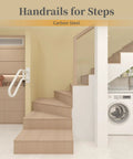 Top Shelf White Handrails For Outdoor Steps Wall Mount And Stair Rails For One To Three Levels With Anti Slip Grip And Heavy Duty Powder Coating For Patios Yards And Balconies on modern staircase.