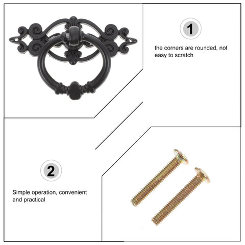 Antique Ring Handle Drop Pulls 2.56 Inch Cabinet Hardware For Furniture Wardrobes Decorative Drawer Pulls with screws