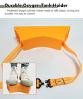 Orange wall mounted cylinder rack in durable ABS plastic with adjustable safety chain and heavy duty tank holder