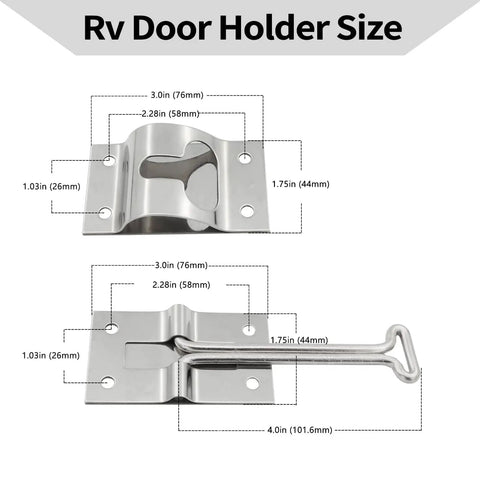 Heavy Duty Stainless Steel RV Door Holder Latch 4 Inch 2 Pack Screws Included For Trailer Camper Cargo Truck Doors Rustproof