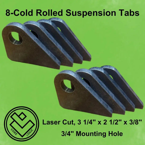 Hella Tough Heavy Duty Suspension Mount Tabs Cold Rolled Steel Shock And Axle Bracket Plates For Off Road Race Cars and Custom Fabrication Projects, laser cut, set of 8.