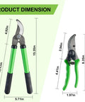 Workhorse Garden Pruning Shears With SK5 Steel Blades And Ergonomic Non Slip Handle dimensions illustration