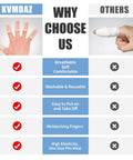 Comparison chart showing benefits of Gel Finger Cots Sixteen Piece Set Silicone Finger Protectors over bandaged finger.