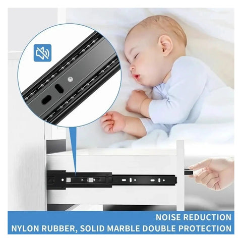 Side Mount Ball Bearing Drawer Slides For Full Extension 1 Pair Smooth Silent Glide with sleeping baby and noise reduction