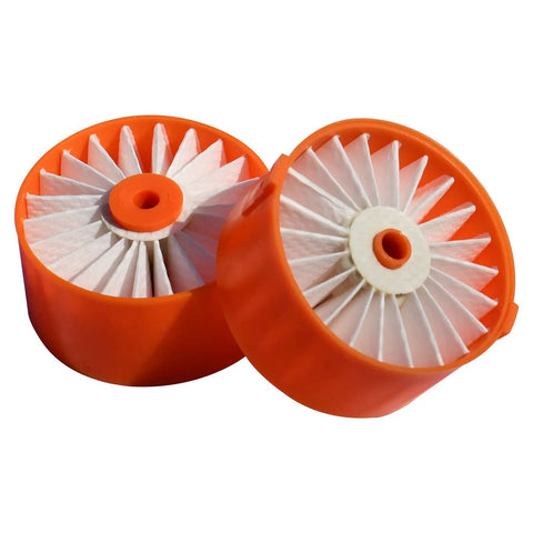 Two orange and white filters from Replacement Filter Set For BSV2020G And BSV2020P Powerseries Extreme Cordless Stick Vacuum 6 Pack