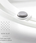 Non-slip foot detail on Under Sink Turntable Organizer With Adjustable Dividers, Lazy Susan For Kitchen Or Bathroom Storage