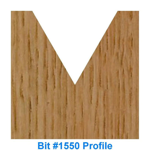 Image of Bit #1550 profile from Six Piece CNC Signmaking Router Bit Set with 1/4 Inch Shank Includes 60 Degree V Cutter Bit