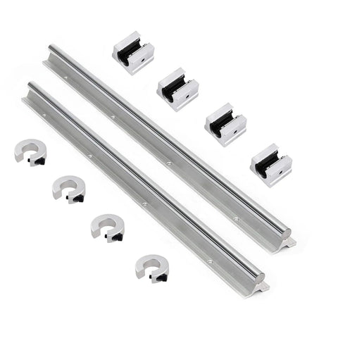 Beefed Up Linear Rail Kit 1500mm SBR16 Fully Supported with 4 SBR16UU blocks and 4 fixing rings, ideal for CNC and milling projects.