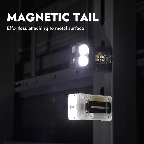 Rechargeable EDC Flashlight With Rotating Head, 800 Lumen Compact Magnetic Clip Light attached to metal surface