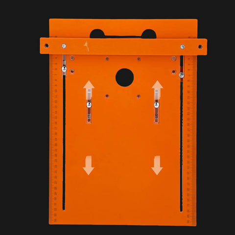 Heavy Duty Circular Saw Base Plate For Router Table Insert With Rock Solid Scale Markings, front view with ruler and mount holes.