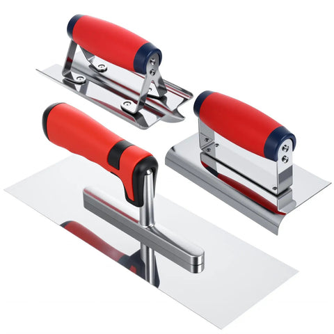 Three Piece Concrete Tools Kit With Stainless Steel Finishing Trowel 11 By 4 Inch Edger 6 By 3 Inch Groover 6 By 3 Inch
