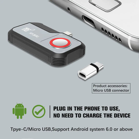 USB C Thermal Cam For Android With 512x384 Super Resolution And 256x192 IR Sensor shown with USB-C connector