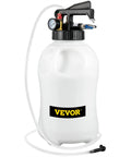 VEVOR transmission fluid pump with 10L white plastic reservoir, gauge, and clear hose.