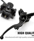 Close-up of Beefed Up Left Hand Hydraulic Brake Caliper Assembly Replacement for 50cc to 150cc Chinese ATVs showing components.