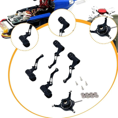 RC Helicopter Swashplate Replacement Set With Leaf Clip For K124 And K170 Aluminum Cross Plate Blade Clamps Bearings