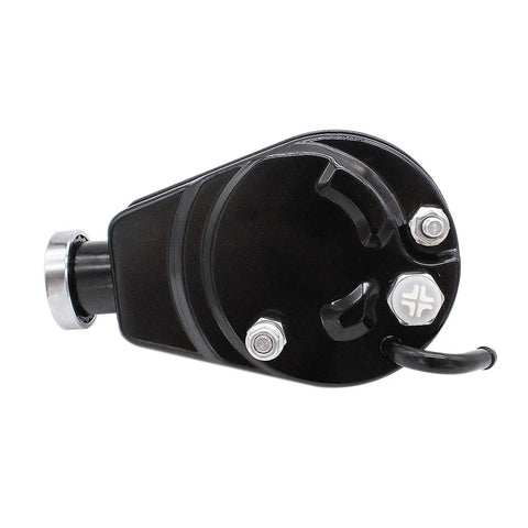 Upgrade Your Classic Chevy Build With This High Performance Power Steering Pump And Water Pump Kit For Small Block V8 Engines Like 350 400 Featuring Precise Fitment For Long Water Pump Applications With Smooth Operation. black steel pump pulley with fittings