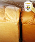 Restoration Cream For Leather And Wood, Quick Scratch Repair And Conditioning on sofa, easy application, made in USA, 6 oz