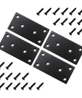 Heavy Duty Black Metal Flat Straight Brace Brackets Set For Furniture Shelves And Cabinets Mending Plates With Screws Built To Last Shelf Support Repair Plates 4 Pcs 50x100x2mm Easy Install