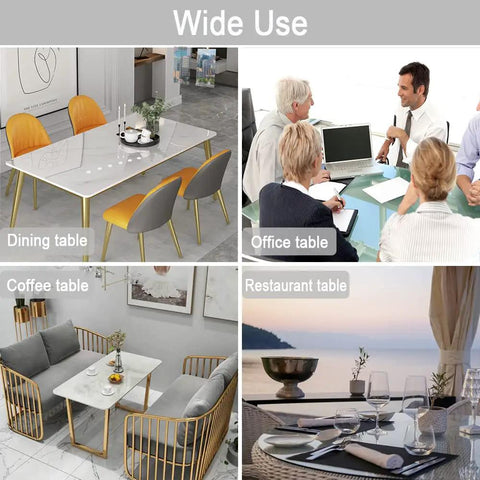 Ultra Soft Glass Table Top Bumpers Set of 20 No Slip Pads for Glass Tables in various settings: dining, office, coffee, restaurant.