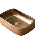 SDVantage Gold Rectangle Bathroom Vessel Sink, Ceramic Countertop Basin Sink Retro Industrial Style for M with hand-carved texture.