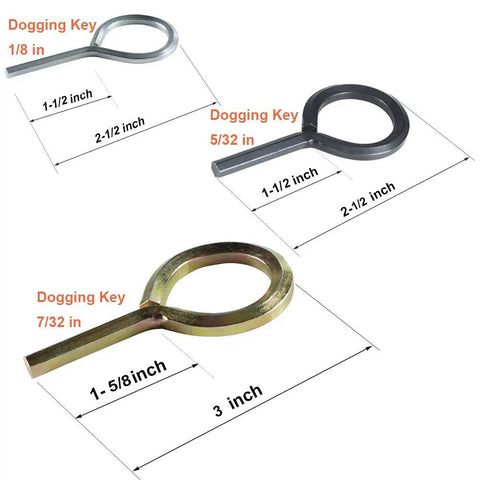 Hex Dogging Key Set With One Eighth Inch Five Thirty Seconds Inch And Seven Thirty Seconds Inch Sizes shown with dimensions
