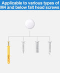 White Plastic Screw Covers For M4 Screws 100 Pack Dome Caps With Rubber Gaskets shown with different screw types for compatibility.