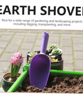 Lightweight Plastic Garden Shovels Set With Ergonomic Handles, Mini Spatulas For Planting And Transferring Soil, Indoor Gardening Tools, Easy Plant Care And Maintenance, purple shovel in soil