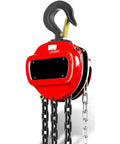 Built Like A Tank One Ton Manual Hand Chain Hoist Featuring Dual Pawl Safety Brake And Two Heavy Duty Hooks for lifting heavy loads.