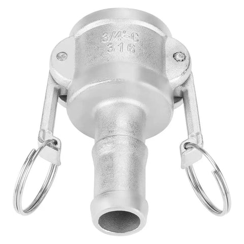 Straight Up Heavy Duty 316 Stainless Steel Camlock Coupling Quick Connect Pipe Fitting For Hydraulic Systems And Female Hose Lines Built Tough For Commercial Sites Featuring No Sweat Slide Handle Assembly, detailed view.