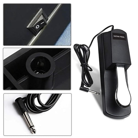 Universal Sustain Pedal For Keyboard And Digital Piano With Polarity Switch And Anti Slip Rubber Mat Durable ABS Plastic