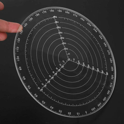 Round center finder compass, 7.87-inch transparent acrylic with concentric circles for locating centers in woodworking