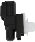 A-Premium air temperature sensor for automotive use; black plastic body with white connector.