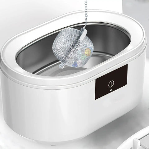 Four Slick Ultrasonic Cleaner Racks With Fine Mesh Weave Perfect For Scrubbing Tiny Gears Watch Parts Hardware And Precision Tools Knockout Setup Saves Precious Time And Keeps Equipment Pristine, with mesh basket in ultrasonic cleaner.
